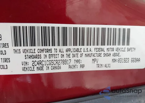 2012 Chrysler Town & Country Touring-L из США, поврежденный, VIN 2C4RC1CG5CR278917